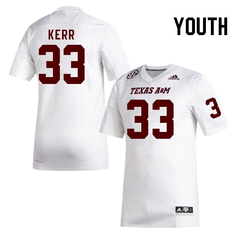 Youth #33 Jarred Kerr Texas A&M Aggies College Football Jerseys Stitched Sale-White